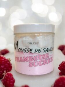 mousse de savon framboises sucrées peau d'ane