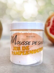 mousse de savon jus de pamplemousse peau d'ane