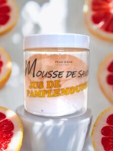 mousse de savon jus de pamplemousse peau d'anee