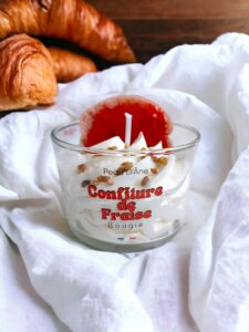 bougie confiture de fraise tartine chantilly peau d'ane gourmande