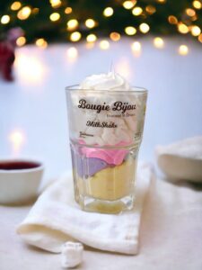 bougie gourmande milkshake strass bijou peau d'ane guimauve