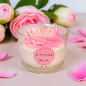 bougie pivoine rose peau d'ane gourmande fleur