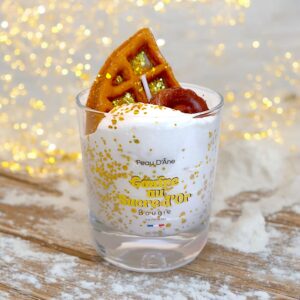 bougie gourmande peau d'ane chantilly bougie bijou gaufre aux sucres d'or