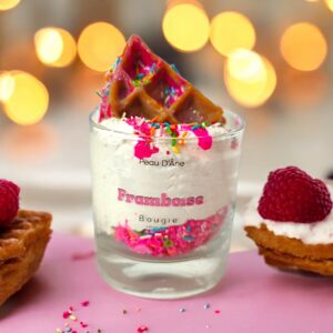 bougie gourmande peau d'ane chantilly bougie bijou gaufrettes aux framboises