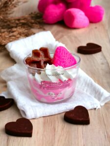 bougie verrine peau d'ane gourmande chantilly crème de framboise