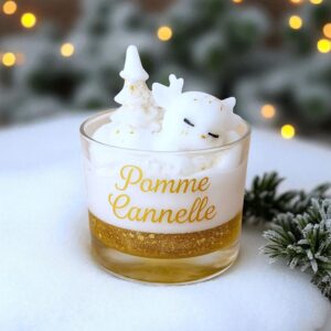bougie gourmande de noel peau d'ane féérique pomme cannelle biche or