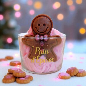 bougie gourmande de noel peau d'ane féérique pain d'epices rose
