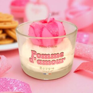 bougie gourmande peau d'ane pomme d'amour rose