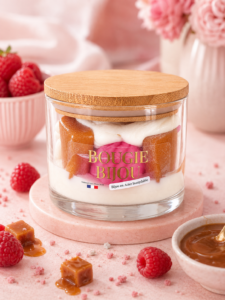 Bougie bijou aux framboises et caramel
